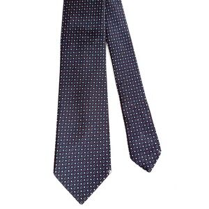 Brioni‎ Silk Geometric Micro Pattern Necktie Burgundy Blue